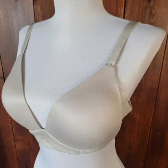 Aerie Real Sunnie Wireless Light Weight Bra 34C Silver Gray Subtle Shimmer Comfy - Picture 8 of 10
